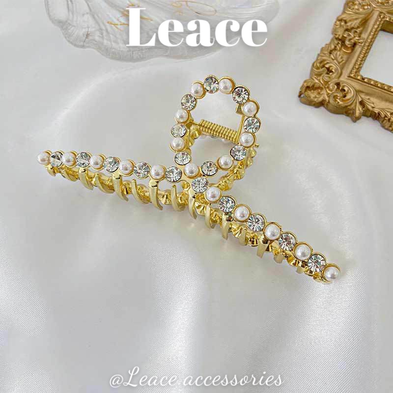 Kẹp tóc, cặp tóc càng cua đính đá hạt trai loại xịn thời trang Hàn Quốc HDC073-075 Leace.accessories