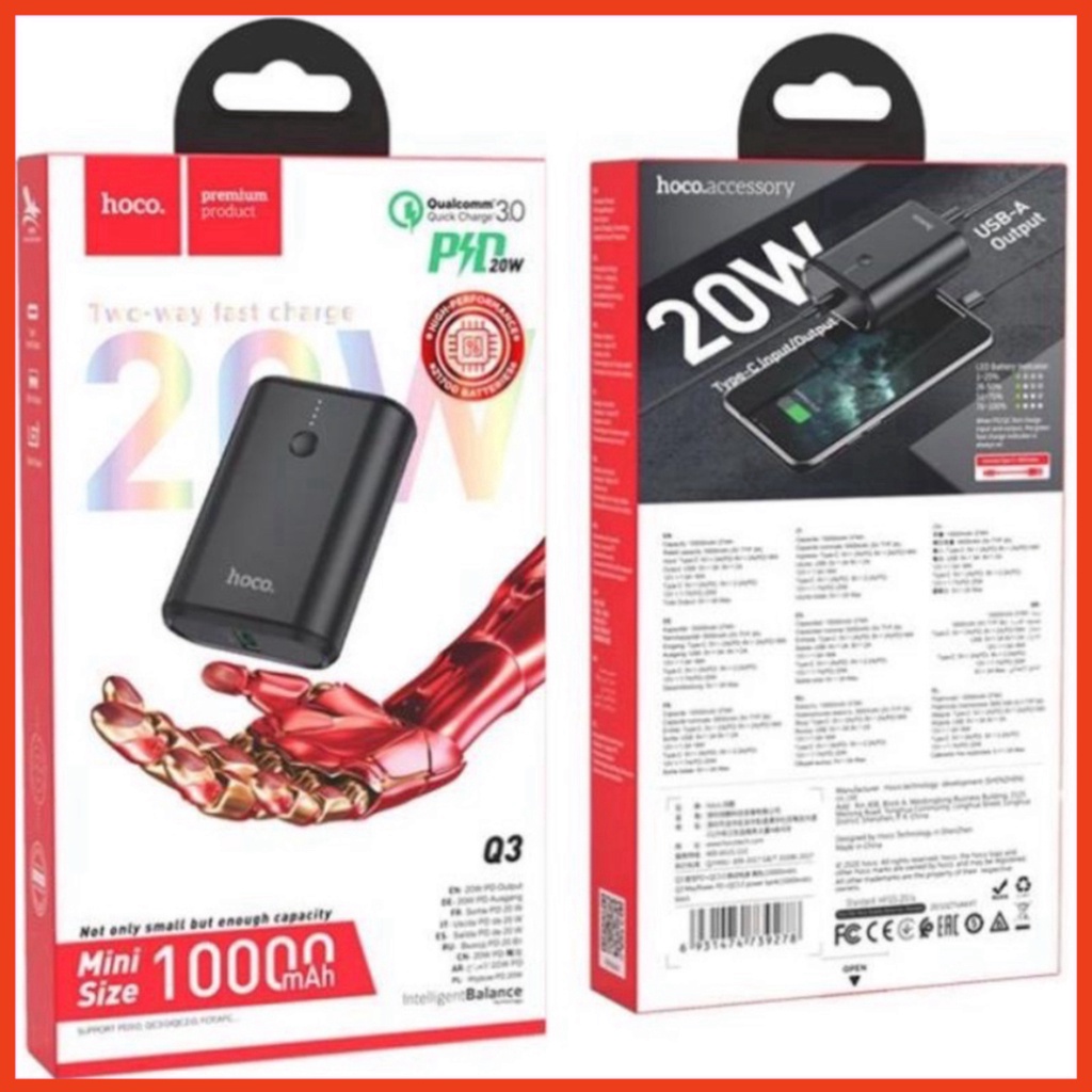 Sạc Dự Phòng mini Siêu Tốc 20W Q3.0. 10000mah. Sạc Dự Phòng Chính Hãng Hoco Q3 TGPK1111