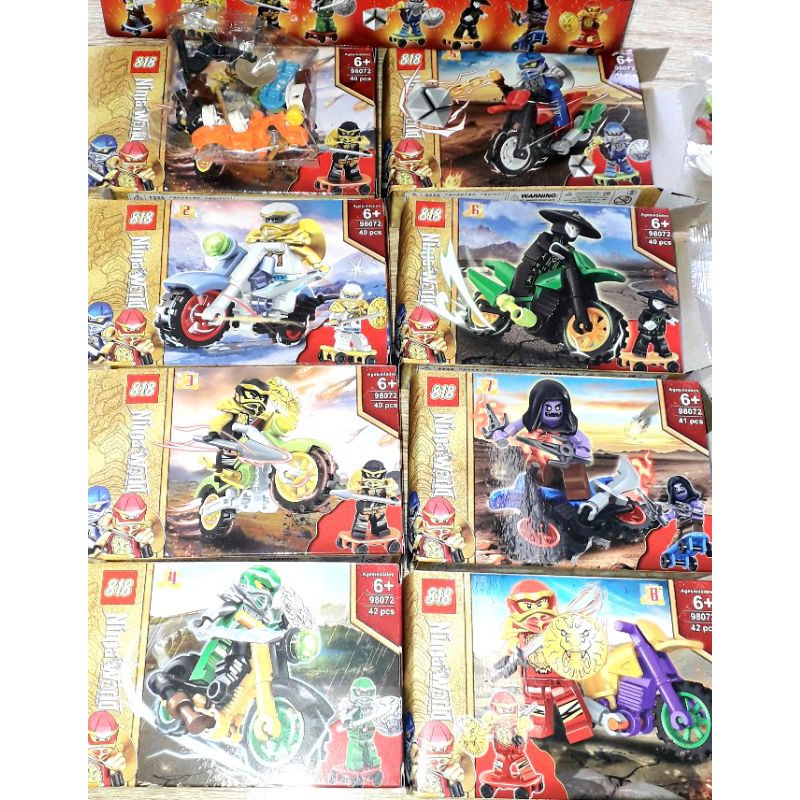 Lắp ráp 1 hộp LegoNinja khiêng Rồng và xe mô tô 98072 có nhiều chi tiết bằng nhựa