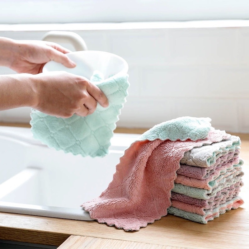 1 Khăn Lau Chén Dĩa Bằng Sợi Micro Siêu Thấm Hút Hiệu Quả Cao