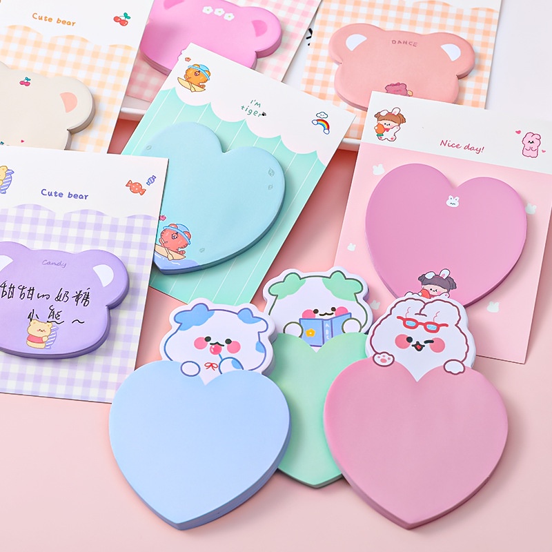 Giấy ghi chú Giấy note Sticky note Gấu trái tim