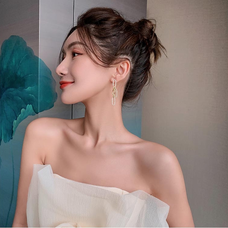 Bông Tai Tròn Đính Kim Cương Lấp Lánh Phong Cách Hàn Quốc Cho Nữ