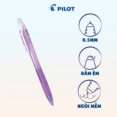 Bút Chì Bấm Nhật Bản Pilot Rexgrip 0.5mm (Thân Màu Tím)