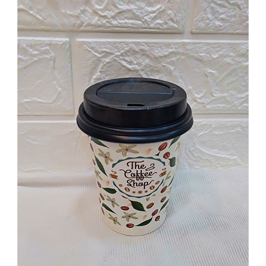 50 Ly giấy cafe take away có nắp in hình Coffee Shop 14oz – 360ml