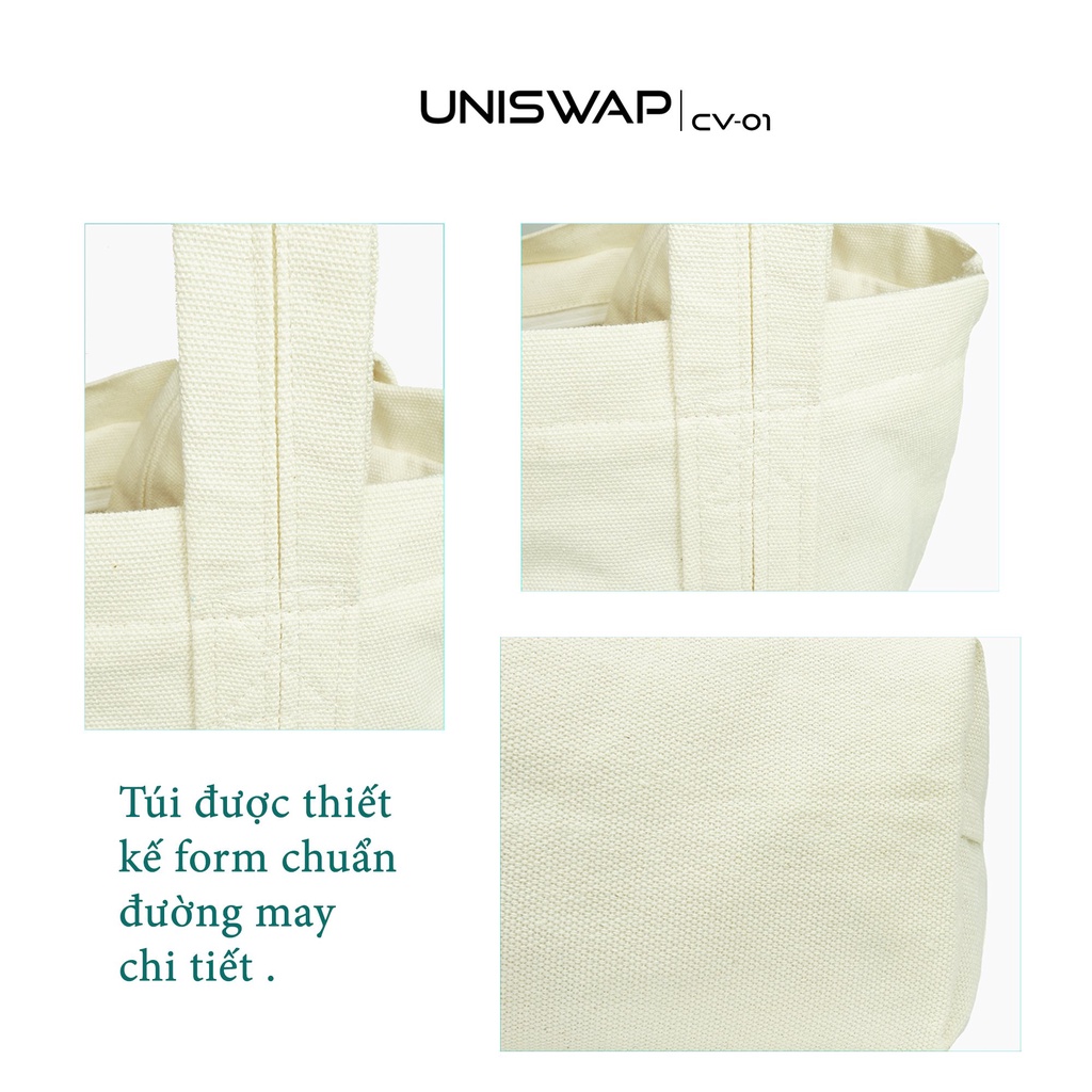 Túi canvas UNISWAP cỡ trung đựng dụng cụ đi học, đi chơi (túi tote)