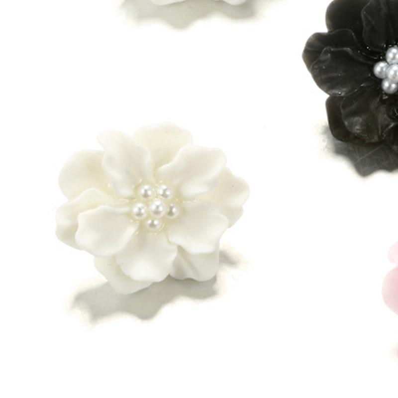 Bông Tai Dạng Xỏ Đính Hạt Ngọc Trai Trắng Hình Hoa Trà Dành Cho Nữ