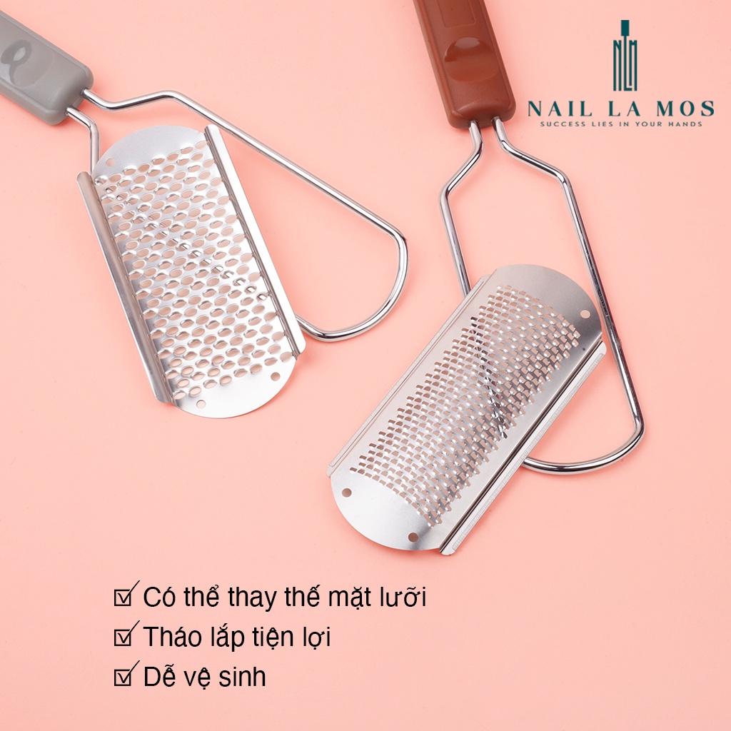 Cây chà gót chân inox 304 - loại mới rất bén hiệu quả cho vùng da bị chai dày (có thể thay mặt chà)