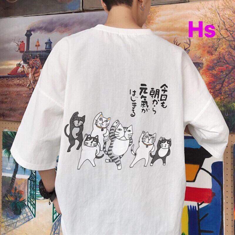 Áo phông nữ sáu mèo in lưng HSU0319