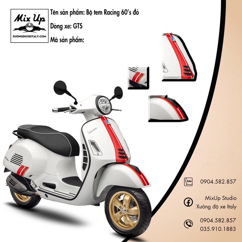 BỘ TEM RACING SIXTIES - Vespa Gts / Sprint