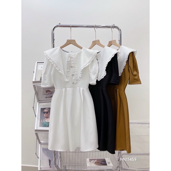 VÁY XOÈ CỔ PHỐI NÚT NGỌC