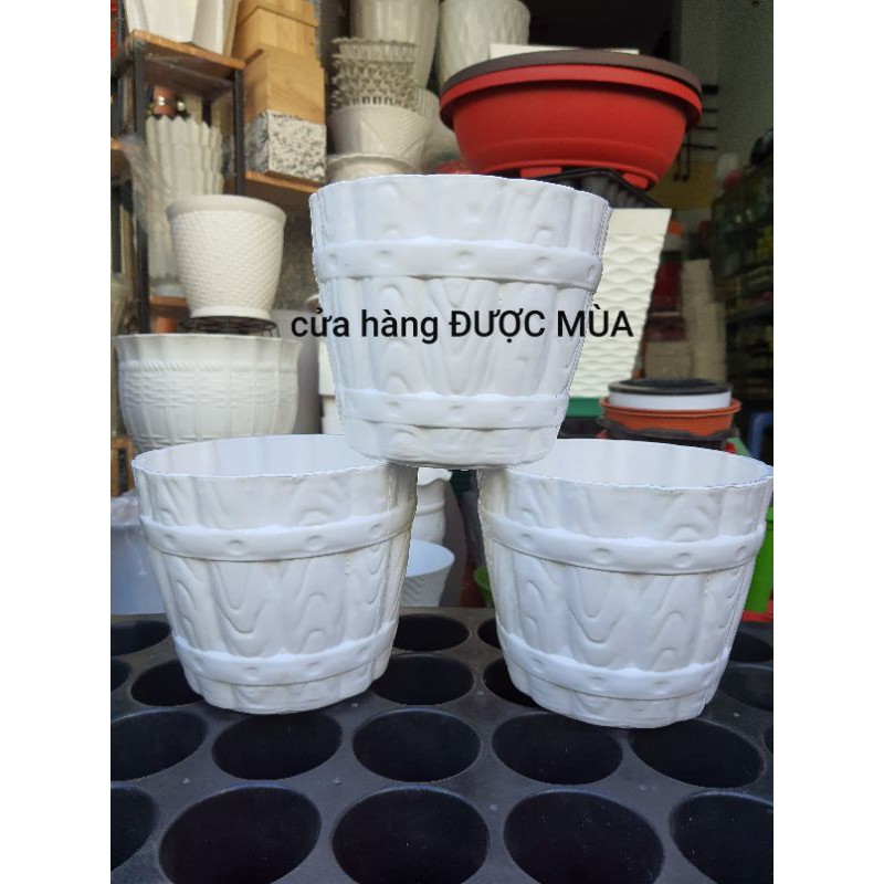 chậu thùng gỗ nhựa 17cm