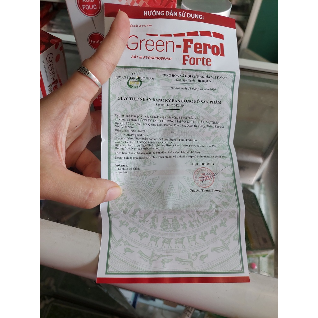 Viên sắt  hữu cơ GREEN-FEROL hỗ trợ tạo hồng cầu, giảm thiếu máu. Dùng được cho người bị bệnh thận