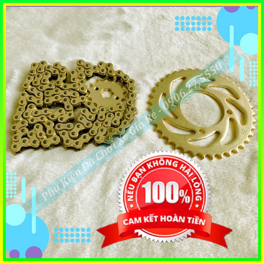 NSD RẺ BÈO Nhông sên dĩa DID loại hộp cao cấp, màu vàng không bay màu, cho xe Ex135 Sirius, Wave, Dream, Jupiter, Future