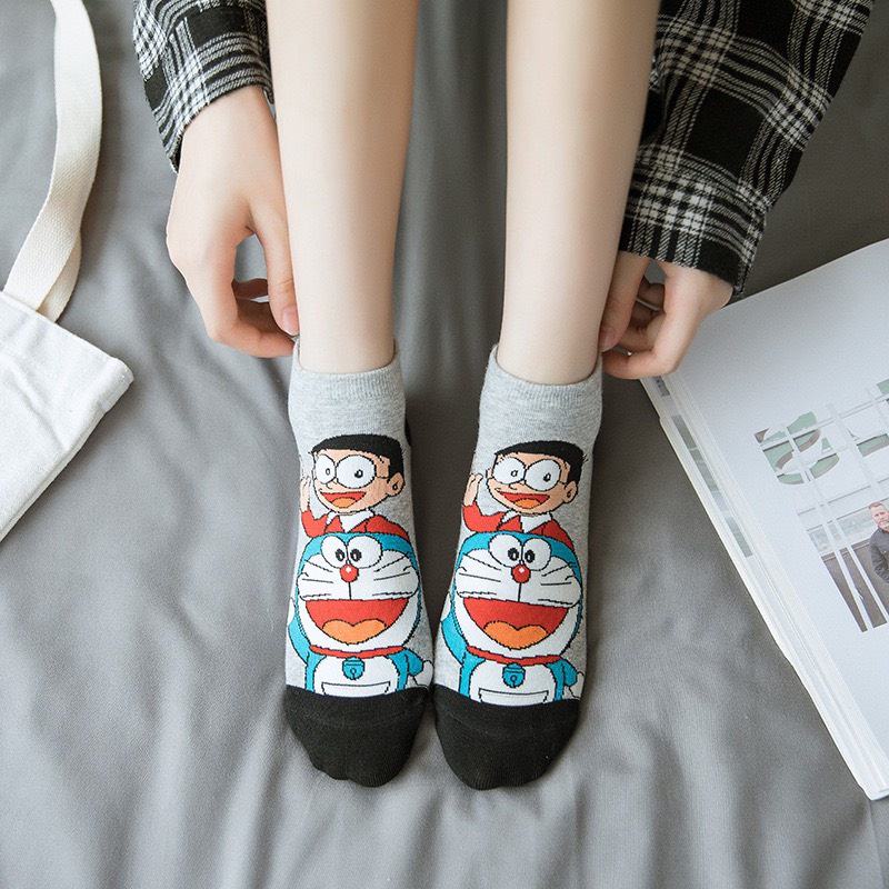 Vớ cổ ngắn nam nữ tất doremon cổ thấp cotton thời trang đẹp kháng khuẩn thấm mồ hôi tốt MONEY VN008