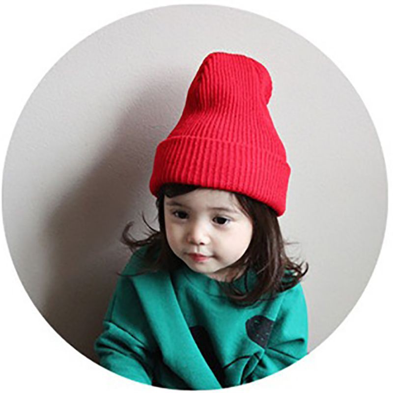 Mũ len màu trơn đáng yêu cho bé