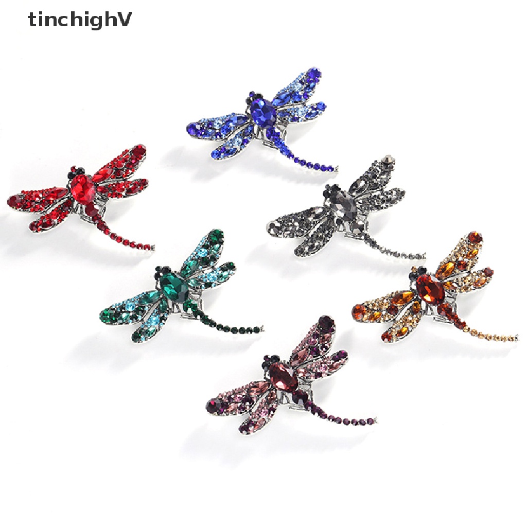 Ghim Cài Áo Hình Chuồn Chuồn Đính Pha Lê Phong Cách Vintage Thời Trang Cho Nữ