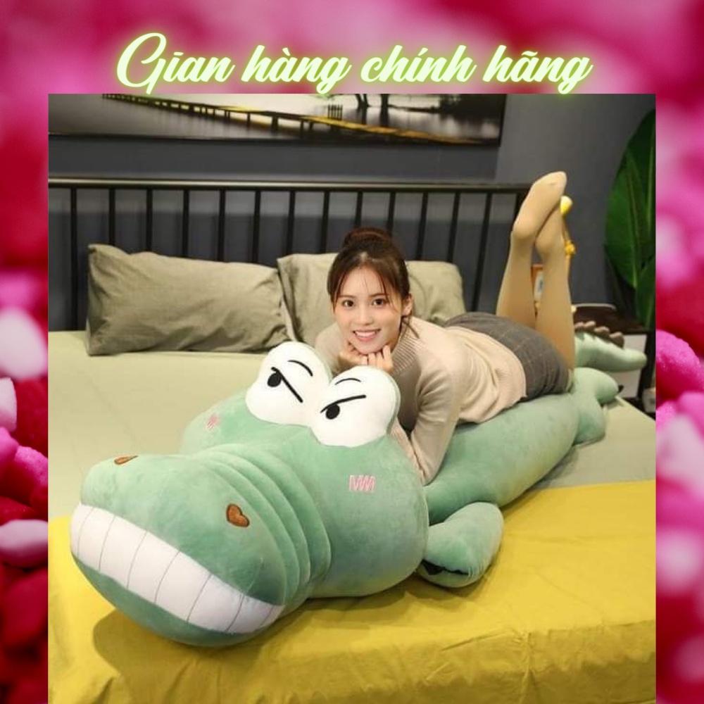 Gấu Bông Cá Sấu Mặt Ngáo, gối ôm hình thú nhồi bông cho bé Siêu To Khổng Lồ, Vải Co Giãn 4 Chiều Siêu Mềm