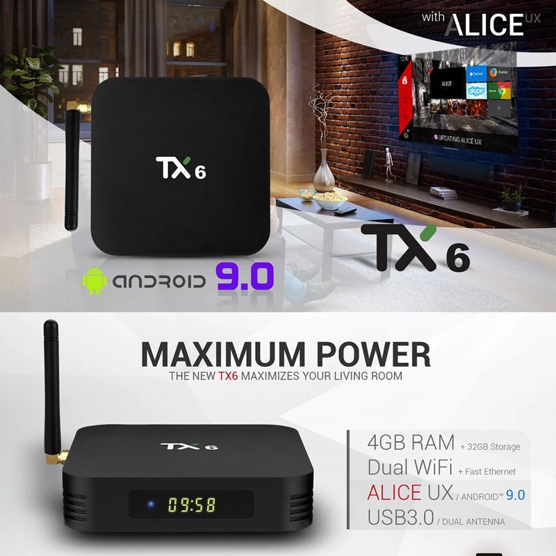 Hộp Tv Thông Minh Kết Nối Bluetooth 4k Tx6 Allwinner H6 Cho Android Top Box