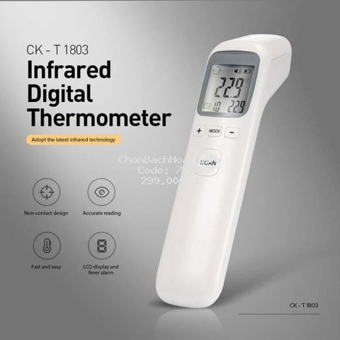 Máy đo thân nhiệt hồng ngoại tự động CK-T1803 cảm ứng từ xa không tiếp xúc đo trán đa năng đo nhanh,chính xác-DTM Store