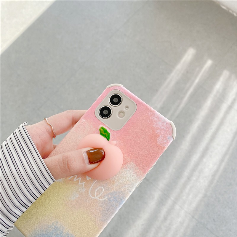 Ốp lưng TPU silicon mềm chống va đập hình trái đào 3D cho IPHONE 12 11 PRO MAX X XS MAX XR 8 7 PLUS