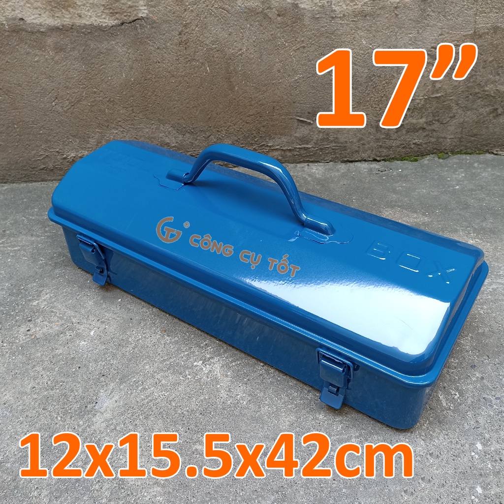 Thùng đồ nghề sắt xanh 17inch Y-410 12x15.5x42cm