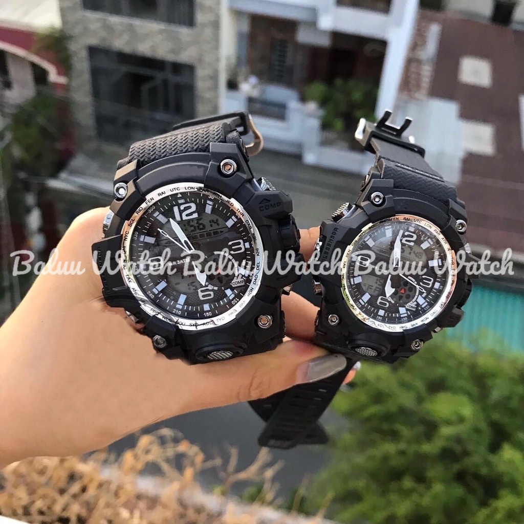 Đồng hồ thể thao nam nữ kim điện tử - GA1100 viền trắng