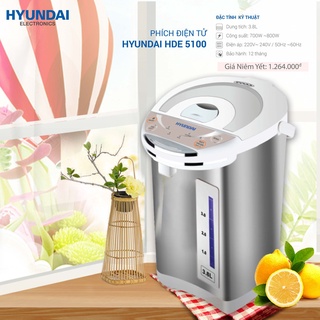 Phích điện tử / Bình thủy điện Hyundai HDE 5100 - Bảo hành chính hãng 12 tháng