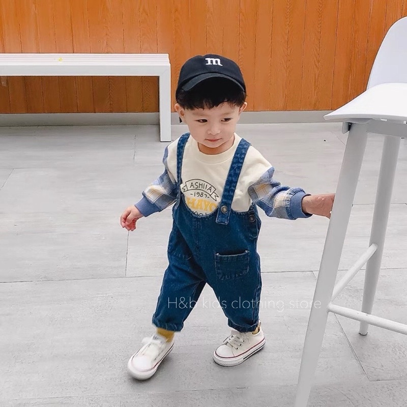 Sét yếm + áo cotton da cá cho bé
