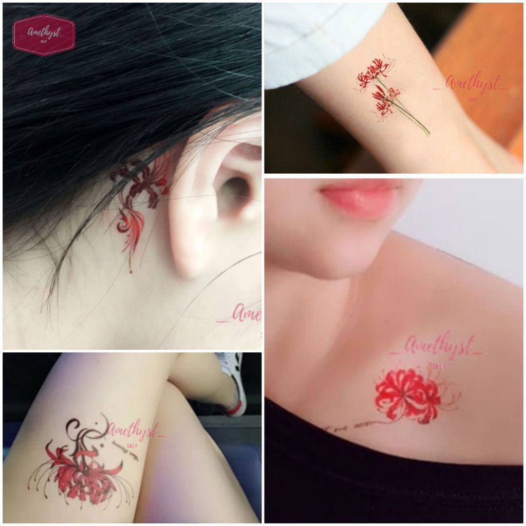 LẺ Hình Xăm Dán Tatoo Hoa Bỉ Ngạn