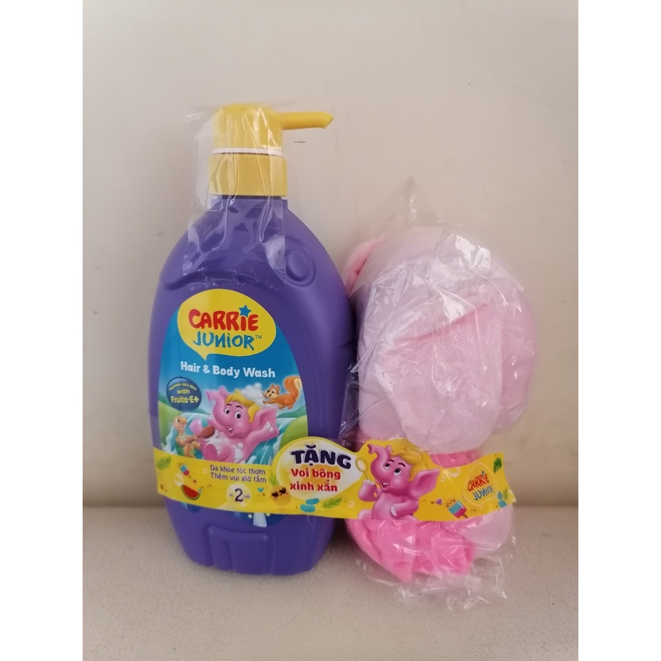 Sữa tắm Carrie Junior tặng voi bông 700g (quà tặng giao mẫu ngẫu nhiên)