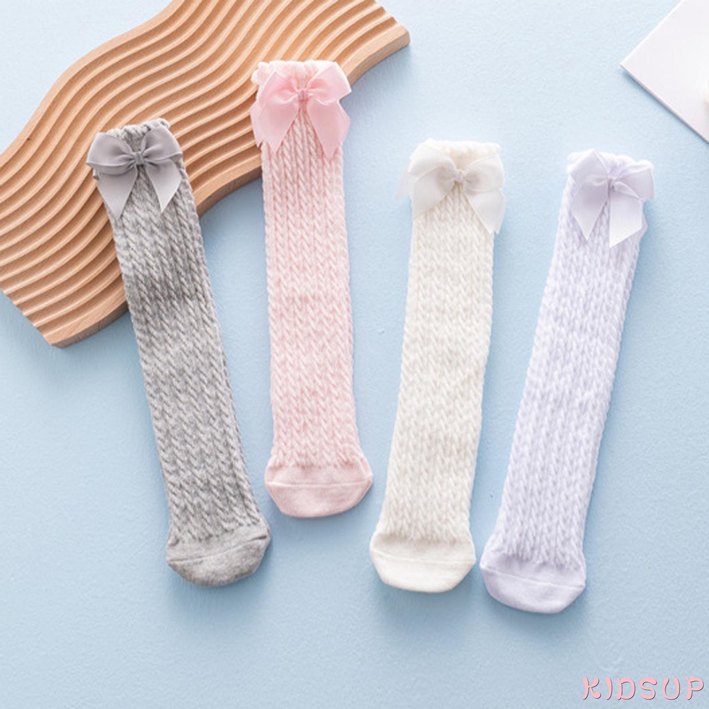Đôi vớ cotton dài màu sắc đơn giản dành cho bé
