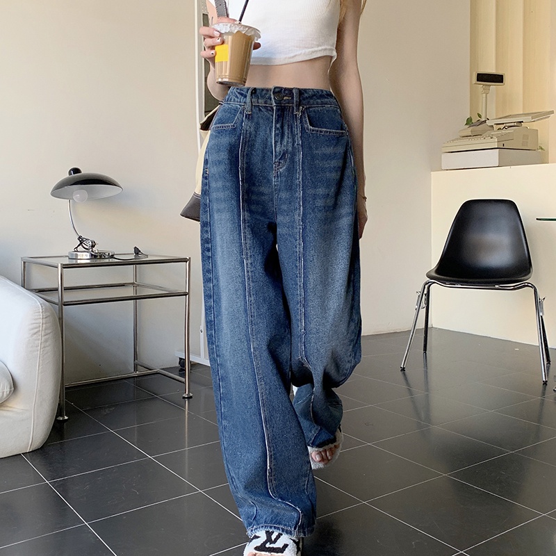 Quần denim dài ống rộng thời trang cho nữ