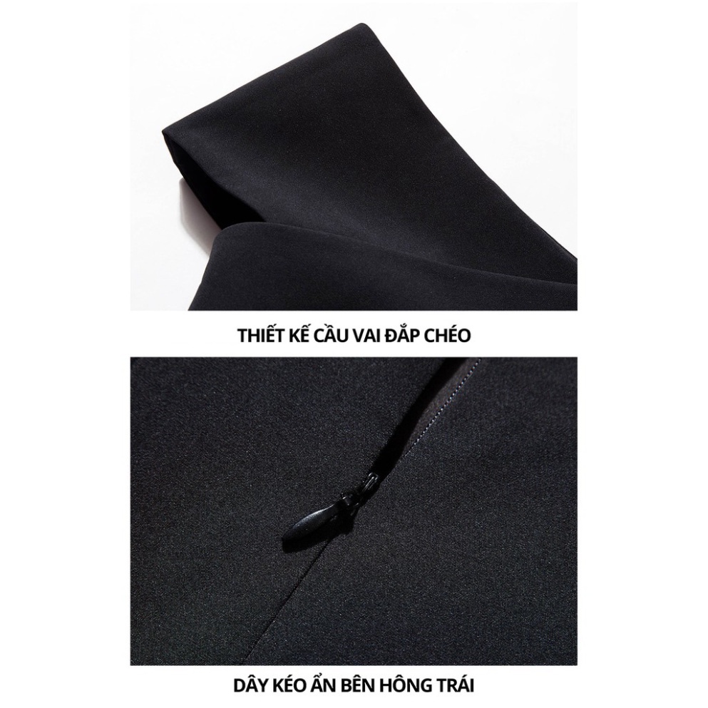 Đầm xòe trễ vai, Váy đen chất liệu Tuyết mưa cá tính phù hợp dự tiệc đi chơi dạo phố sang đẹp MN138 - Đầm Váy Mina - Hàn