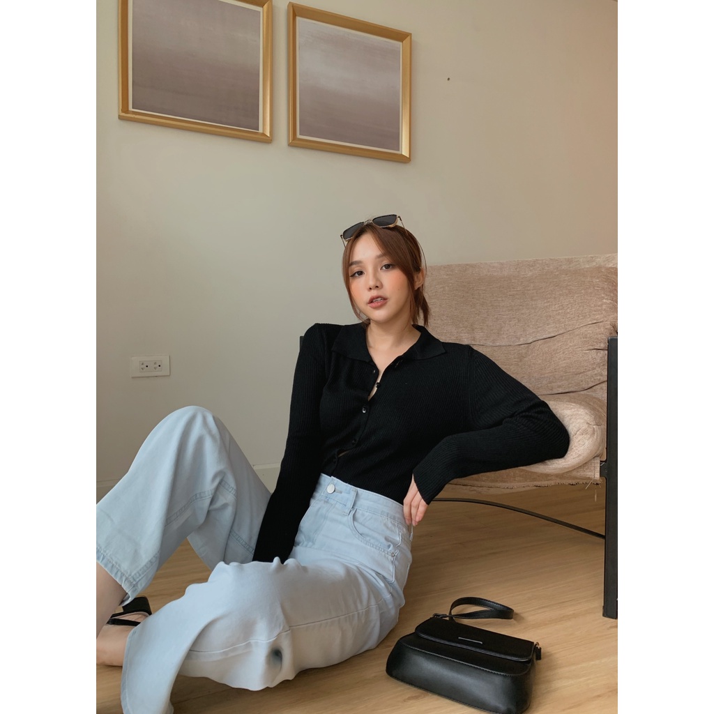 Áo polo mongtoghi dài tay A-012, áo polo len mịn, áo len nữ chất mịn | BigBuy360 - bigbuy360.vn