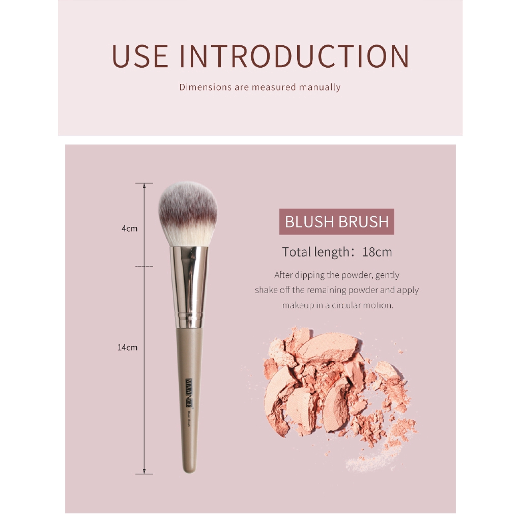 Set 15 cọ trang điểm MAANGE gồm tán kem nền/ đánh má hồng/ tán kem che khuyết điểm/ phấn mắt/ tạo khối tiện lợi