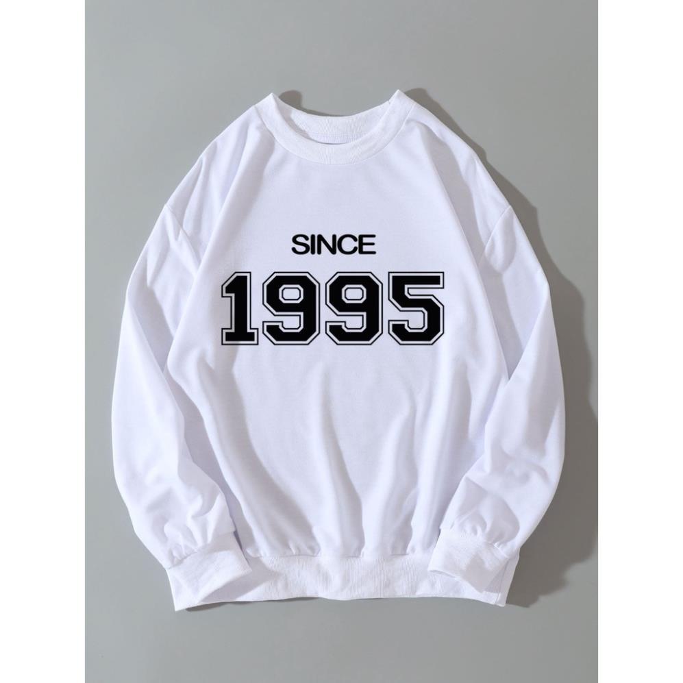 Áo Sweater Since 1995 2 màu đen trắng dáng basic (N365)