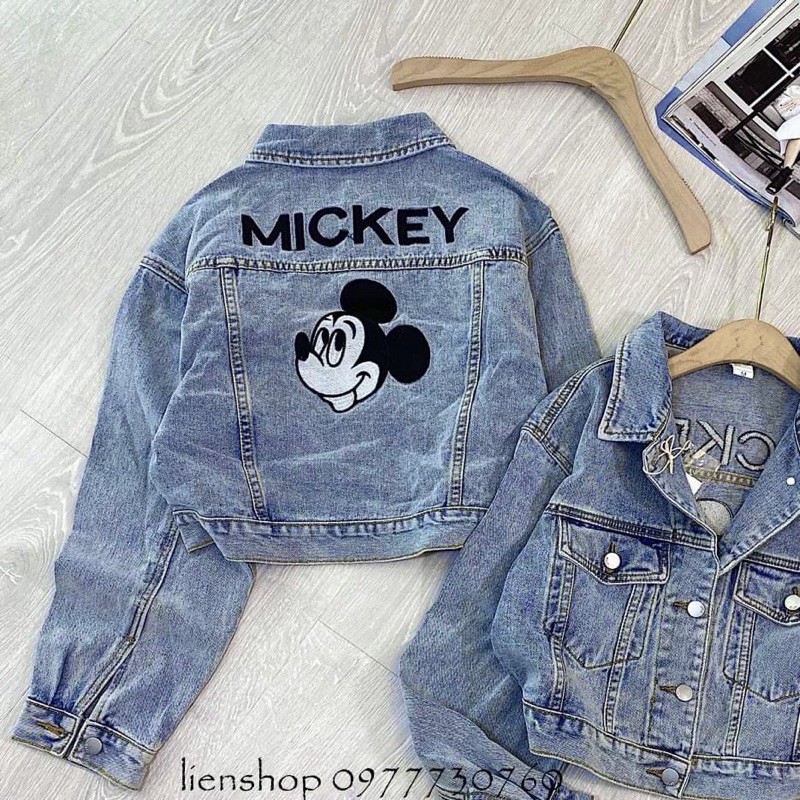 ÁO KHOÁC JEANS NỮ XANH THÊU MICKY | BigBuy360 - bigbuy360.vn