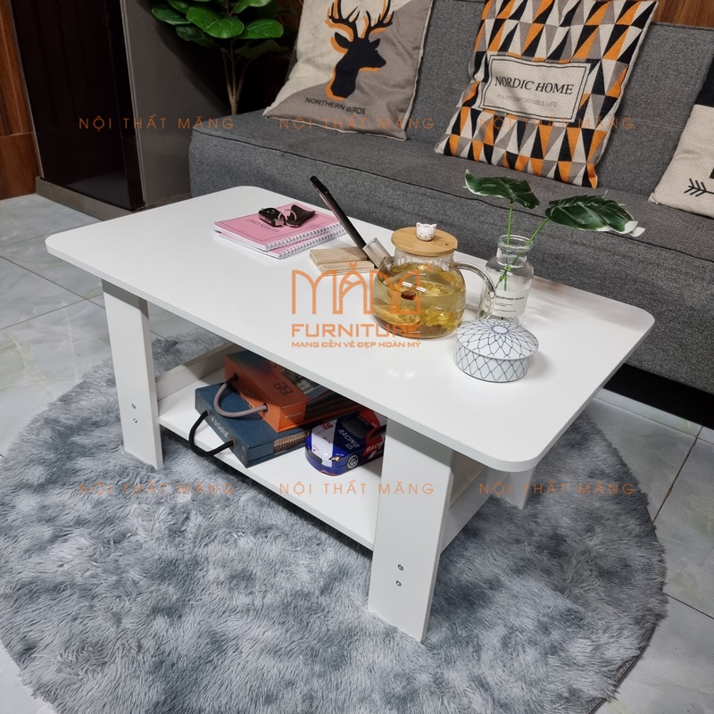 Bàn sofa phòng khách, bàn trà, Cafe mặt gỗ chữ nhật, kiểu dáng chắc chắn, mẫu bt06