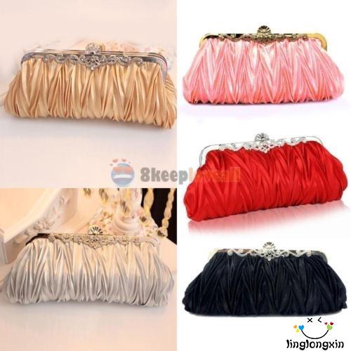 Ví Cầm Tay Đính Đá Vải Satin Bóng Lgx-Purse Cho Nữ