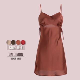 UNLIMON Satin Sleepwear For Women Ice Silk Sleeveless Waist Sling Nightdress