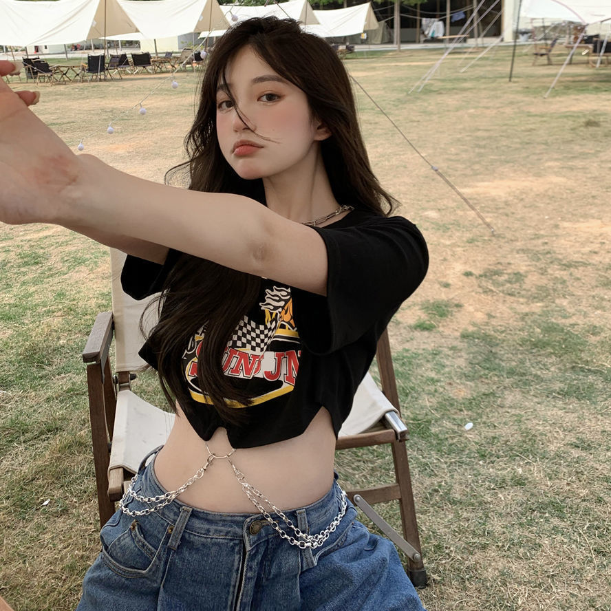 Áo thun tay ngắn in họa tiết phong cách retro dành cho nữ