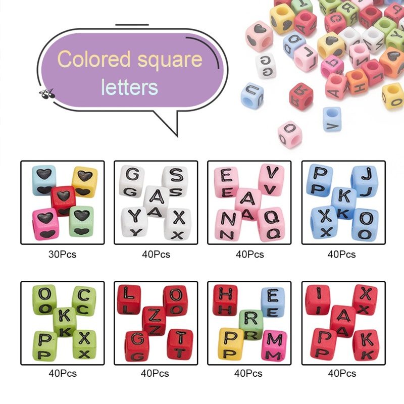 Set 510 Hạt Xâu Chuỗi Chữ Cái A-Z Nhiều Màu Sắc Tự Làm Trang Sức Tiện Lợi