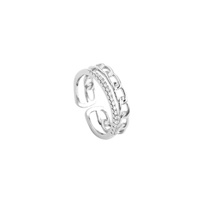 Nhẫn hai lớp hình học Zircon Nhẫn thời trang Hàn Quốc độc đáo