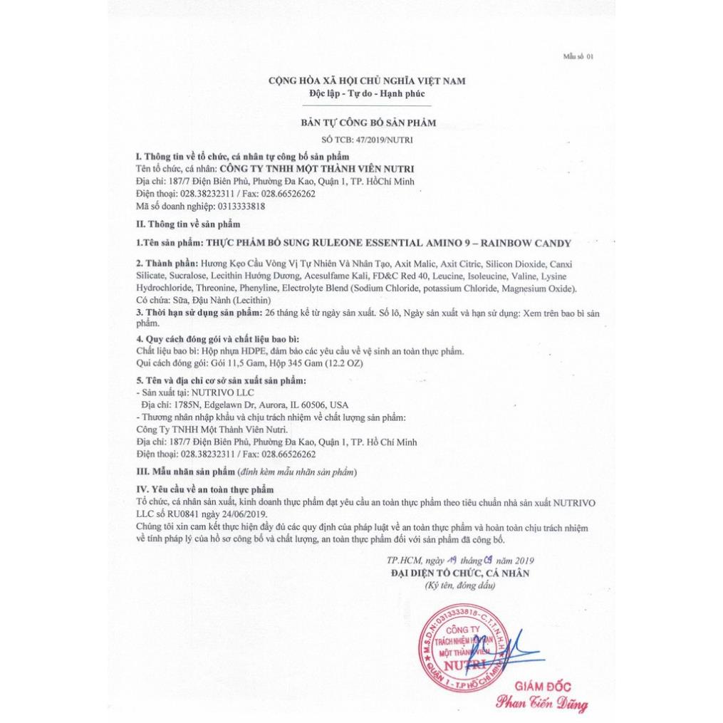 Thực Phẩm Bổ Sung Rule 1 Essential Amino 9 Eaa 30 Lần Dùng - Hà Nội Supplemen