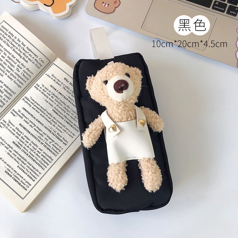 Túi đựng bút hộp bút vải canvas chống thấm nước họa tiết gấu thỏ đáng yêu tiện dụng