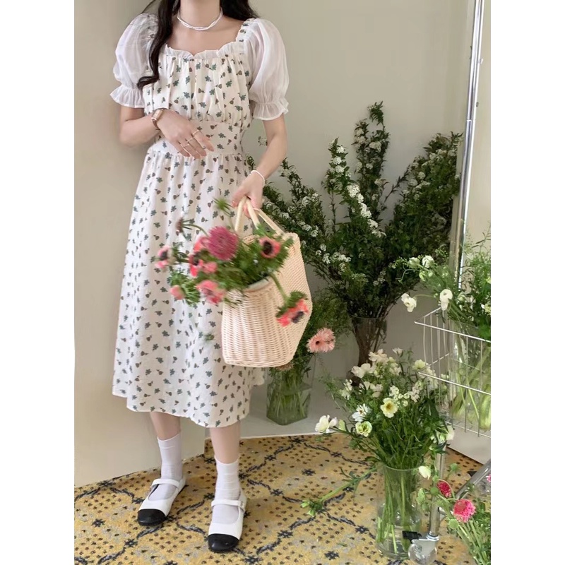 đầm trắng đầm tay phồng đầm midi váy hoa nhí vintage váy tiểu thư sang chảnh đầm bigsize nữ váy nữ xinh váy đi chơi đầm đi tiệc đầm nữ đầm cổ vuông