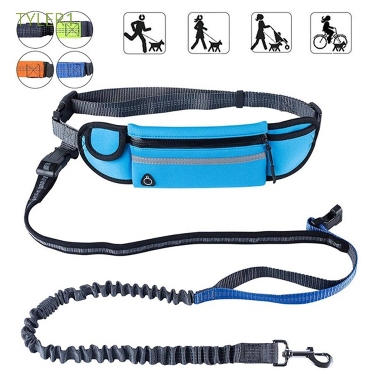 TYLER1 Reflective Dogs Harness Nylon Traction Belt Rope Dog Leash Hands Free Walking Running Night Safety Adjustable Jogging Collar/Multicolor