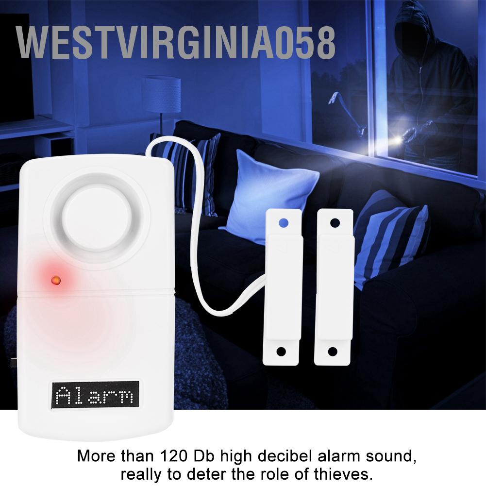 Westvirginia058 120dB Không dây Trang chủ Cửa sổ Cảm biến Từ tính Hệ thống Báo động Chống trộm An ninh bao gồm Pin