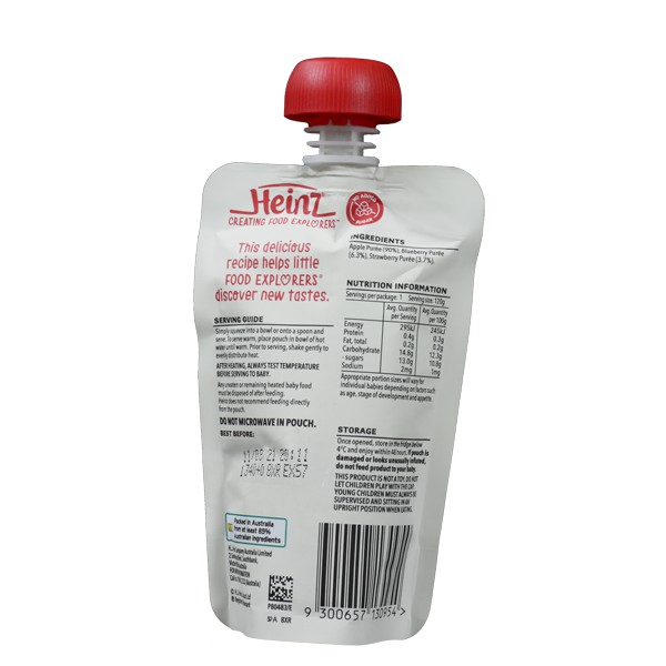 Túi Táo, Dâu Và Việt Quất Nghiền HEINZ 120g