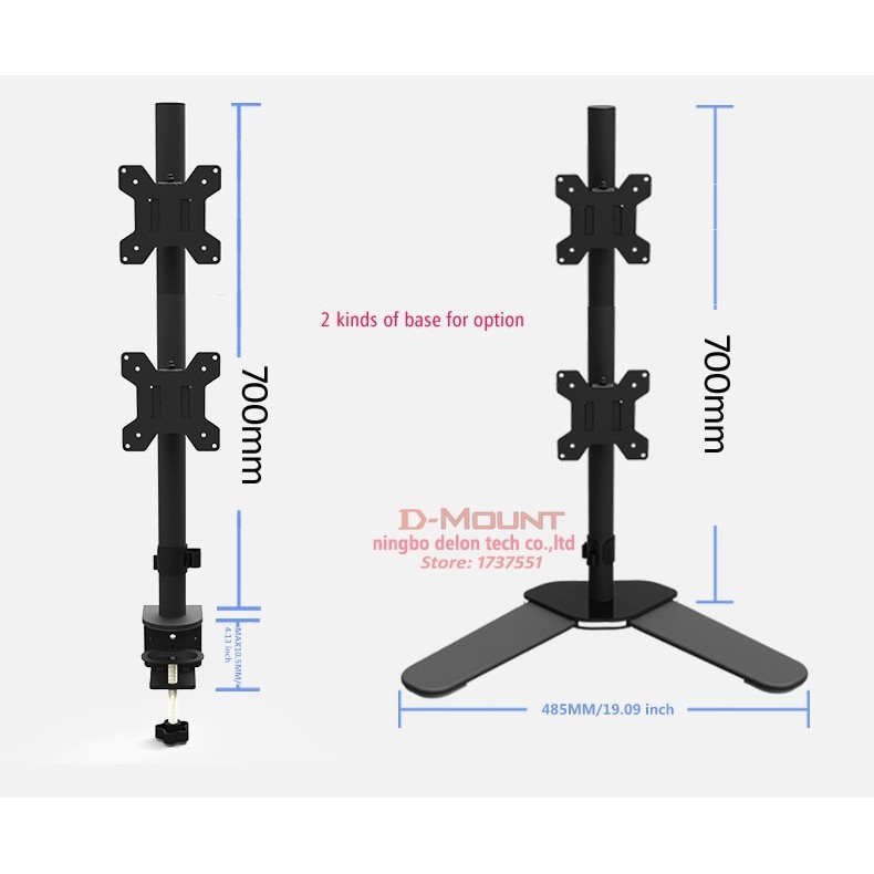 Giá Treo Hai Màn Hình trên dưới Kẹp Bàn 14 – 27 Inch M063 Tay Treo Hai Màn Hình Máy Tính Xếp Màn Trên / Dưới